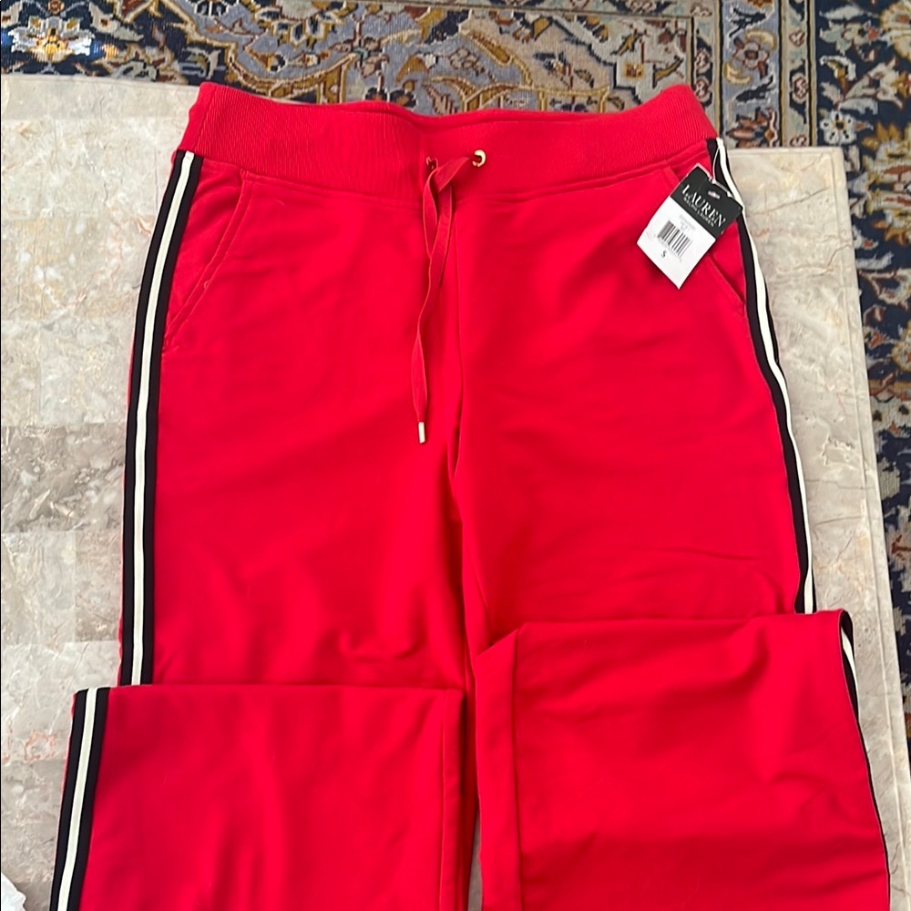 Kids Red Sweatpants with Stripe by